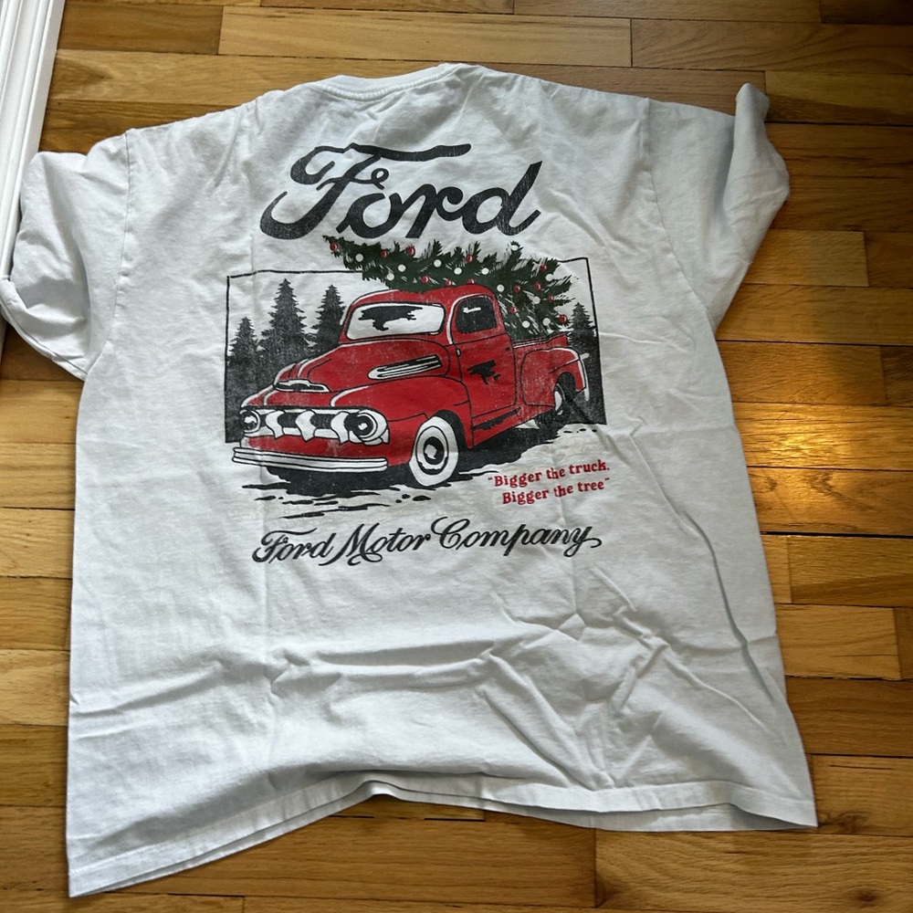 Ford White Short Sleeve Tee with Red Vintage Truck Graphic